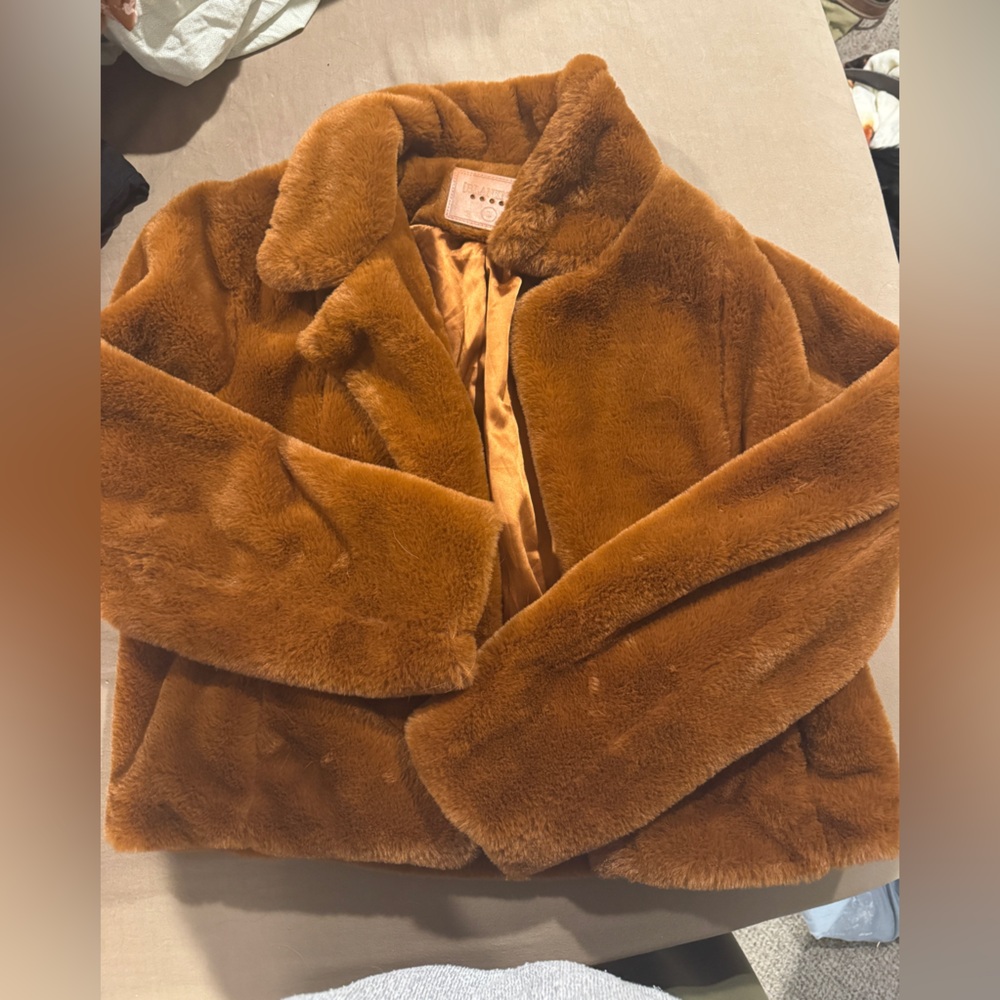 Blank NYC Faux Fur Jacket in Warm Brown